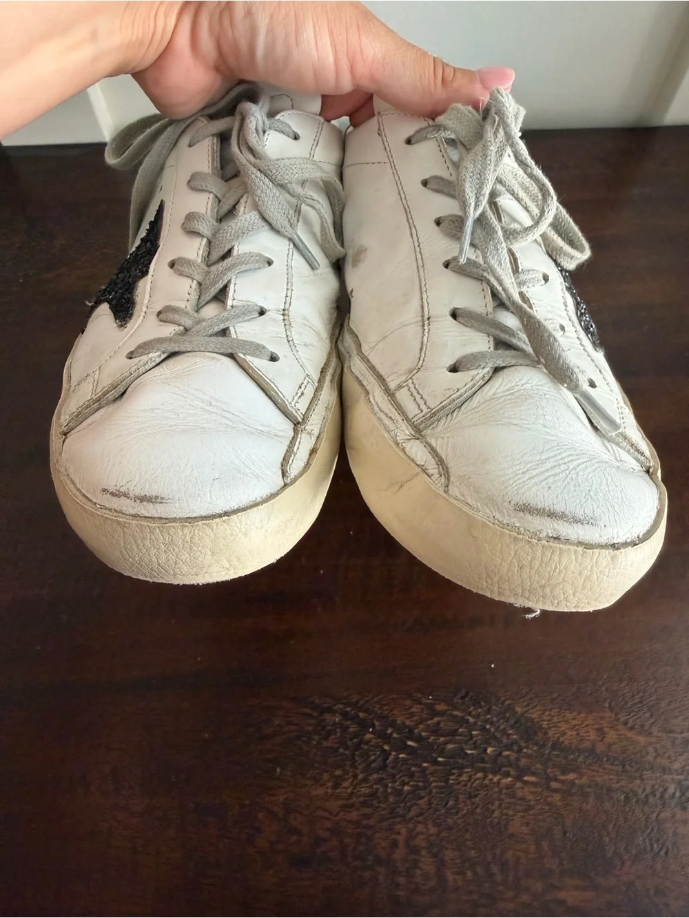 Golden Goose Superstar black glitter star silver heel size 38